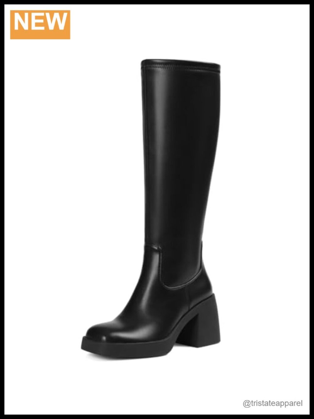 Knee High Boots Women Square Toe Block Heel Chunky Platform Fall Suede Faux